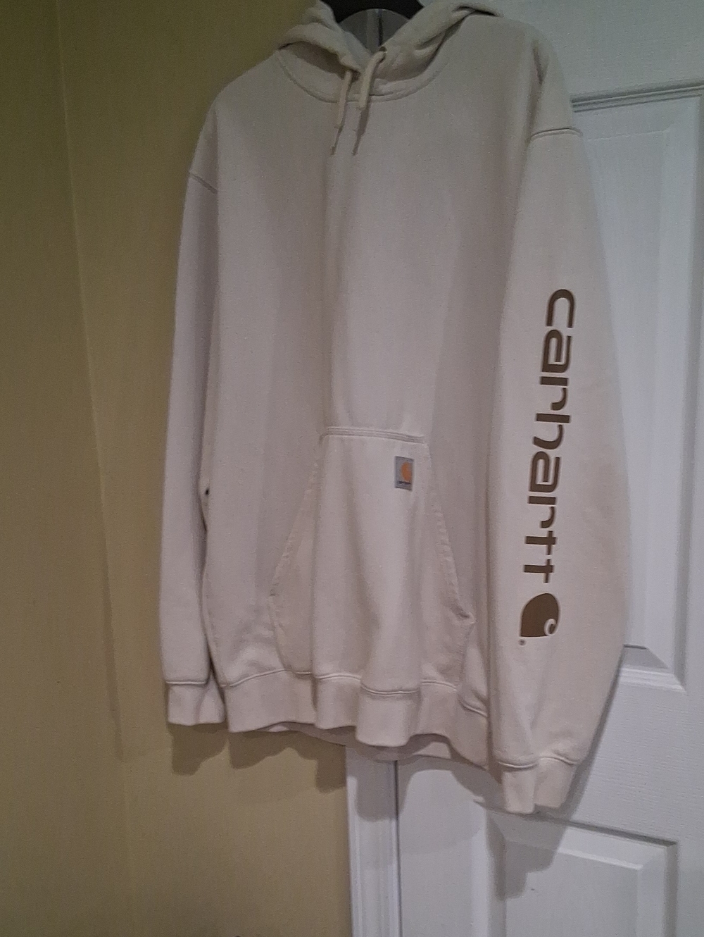 Carhartt Men's Cream Logo Sleeve Hoodie